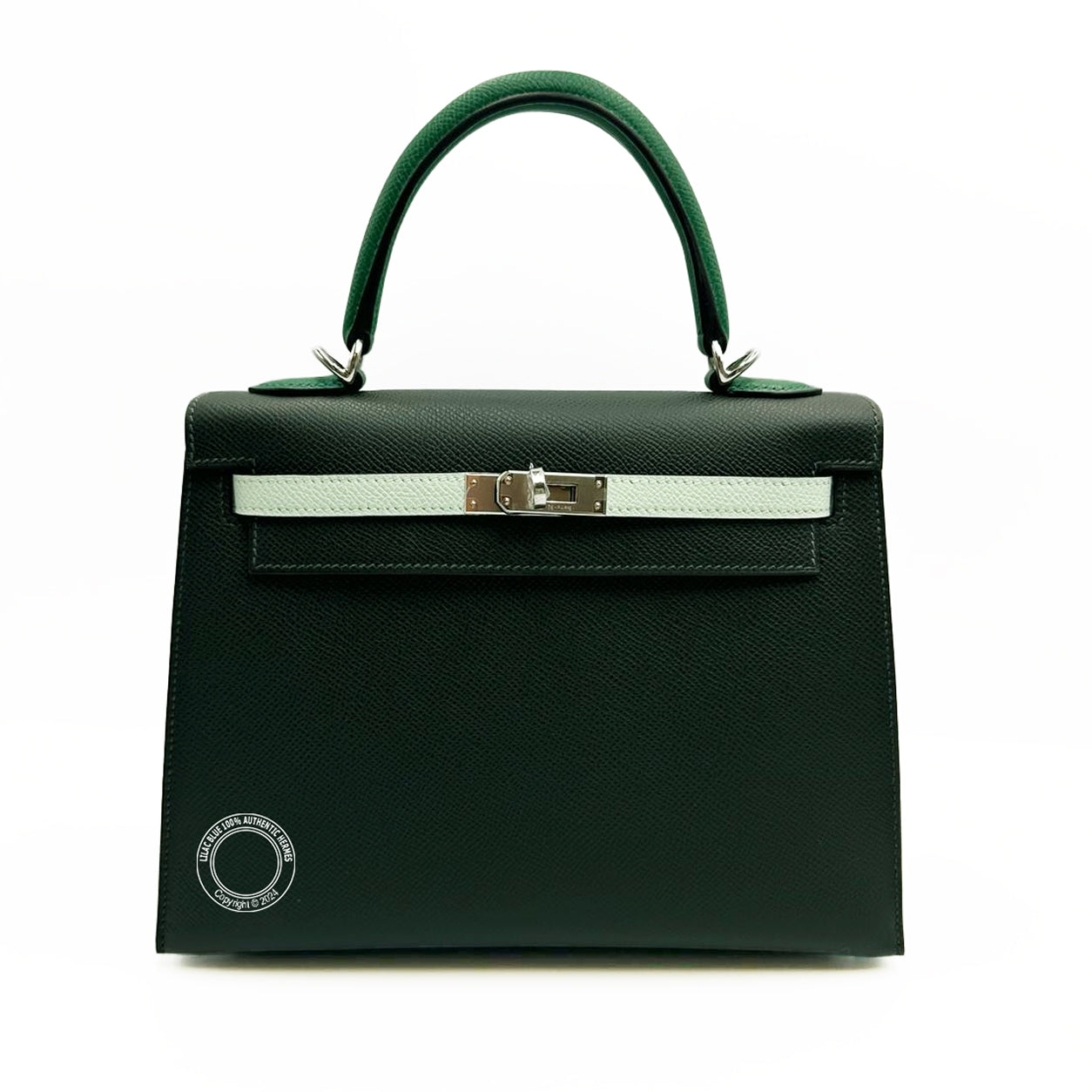 Hermès Kelly 25cm Vert Rousseau/Fizz/Moyen Epsom GHW
