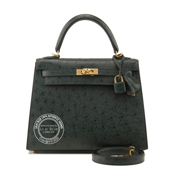 Hermès Kelly 25cm Vert Titien Ostrich GHW