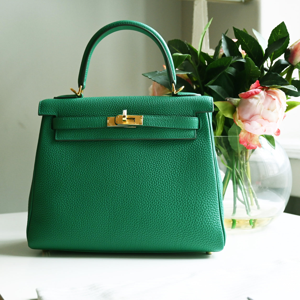 Hermès Kelly 25cm Vert Vertigo Togo GHW