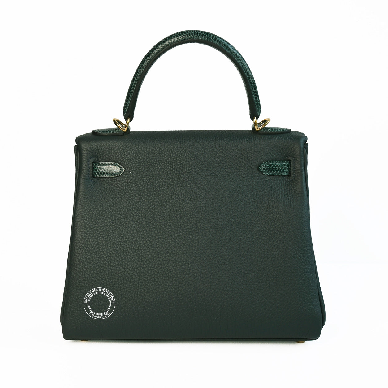 Hermes Kelly 25cm Vert Cypress/Vert Rousseau Touch Togo/Lizard GHW