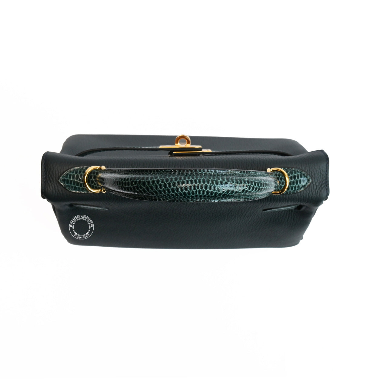 Hermes Kelly 25cm Vert Cypress/Vert Rousseau Touch Togo/Lizard GHW