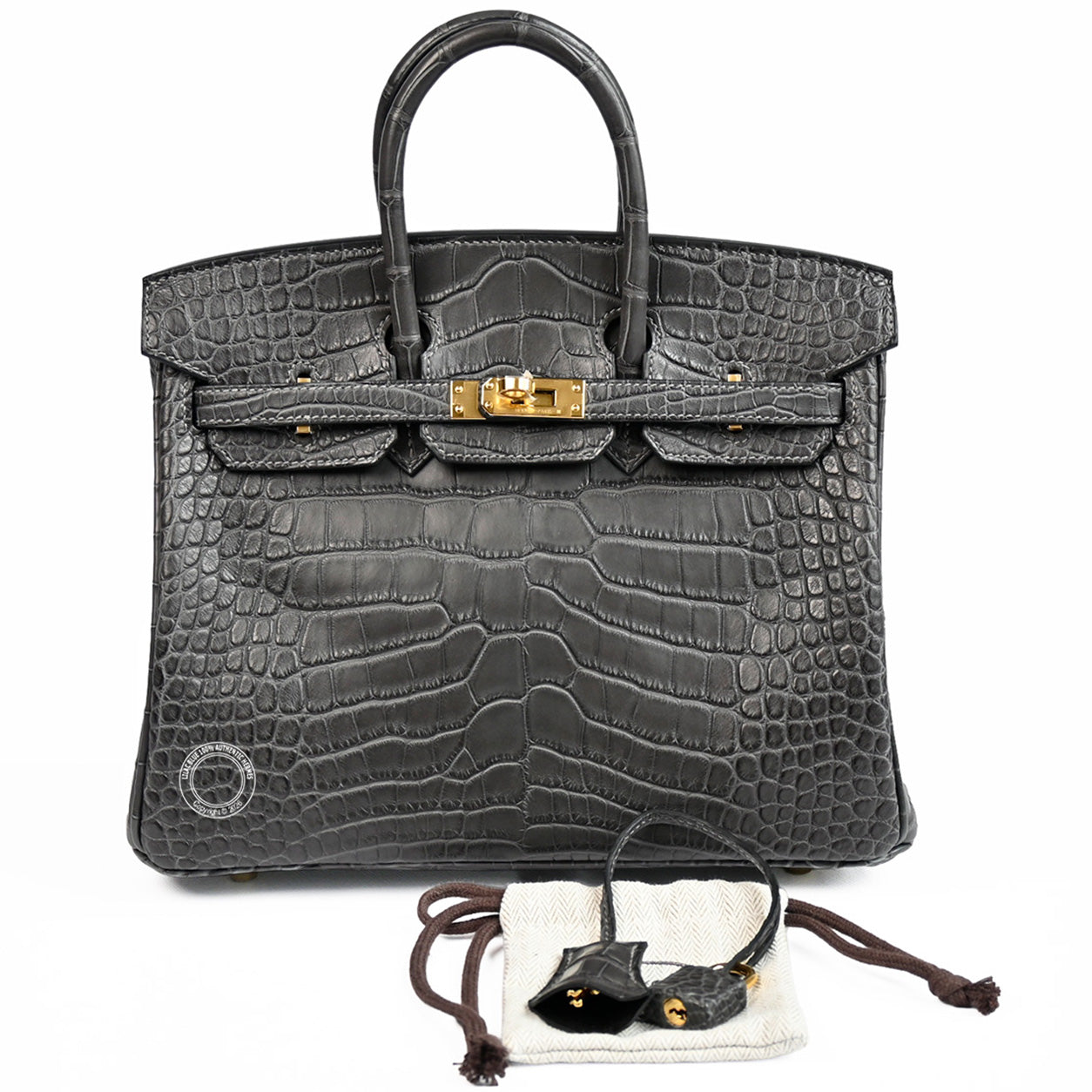 Hermès Birkin 25cm Graphite Matte Alligator GHW