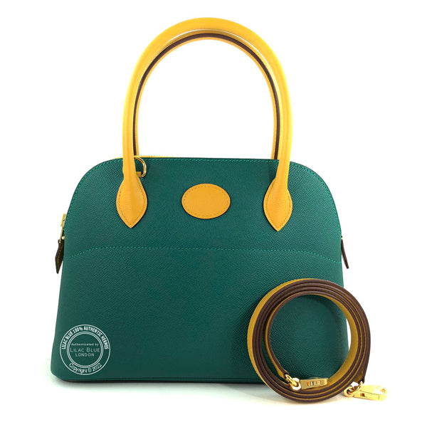 Hermès Bolide 27cm Malachite/Jaune Ambre HSS Epsom GHW