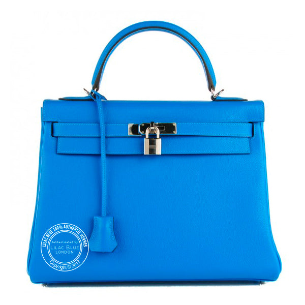 Hermès Kelly 28cm Bleu Hydra Evercolor PHW