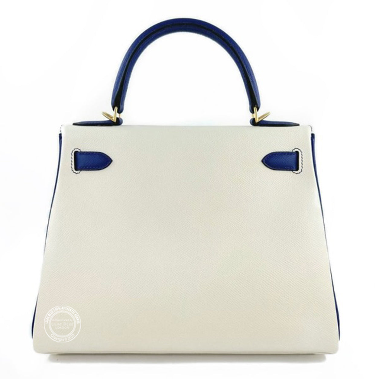 Hermès Kelly 28cm Craie/Bleu Electrique HSS Retourne Epsom BGHW