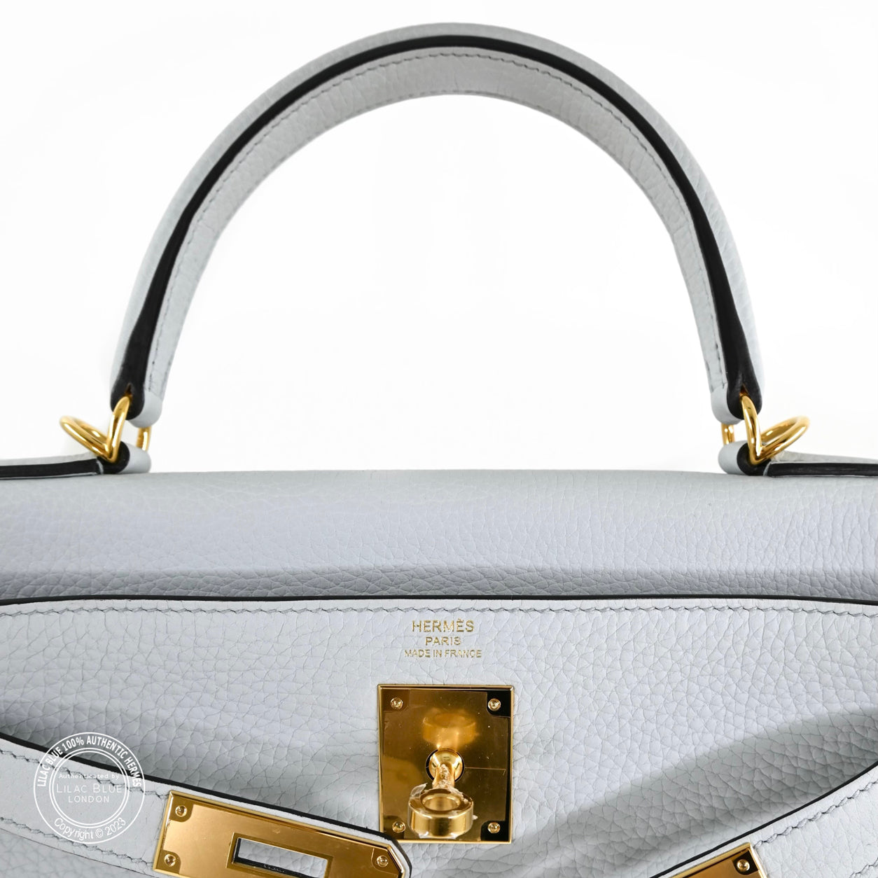 Hermès Kelly 28cm Bleu Pale Clemence GHW