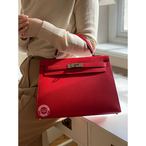 Hermès Kelly 32cm Rouge Casaque Epsom PHW - As New