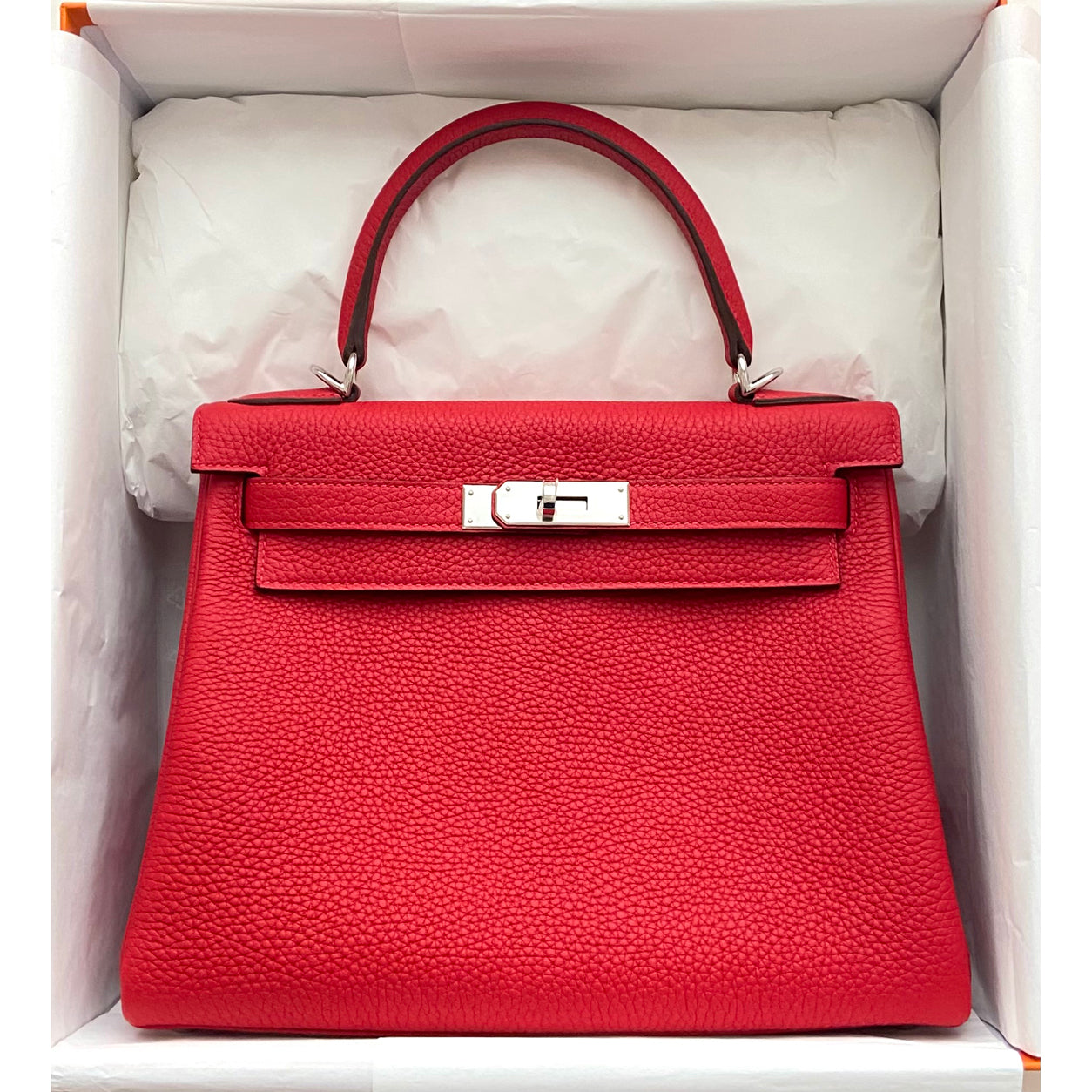 Hermes Kelly 28cm Vermillion Togo PHW