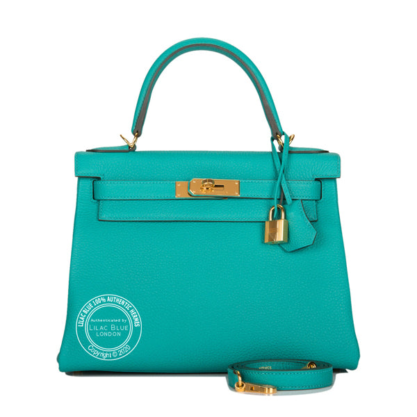 Hermès Kelly 28cm Vert Verone Togo GHW
