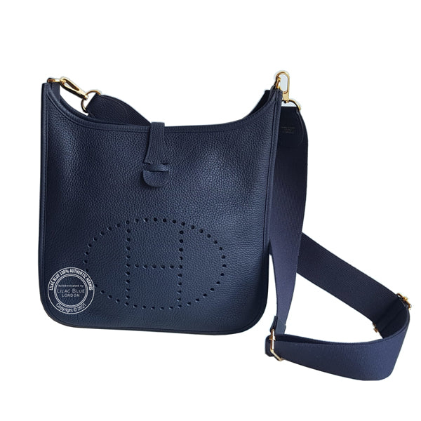 Hermes Evelyne 29cm Bleu Nuit Clemence GHW - As New