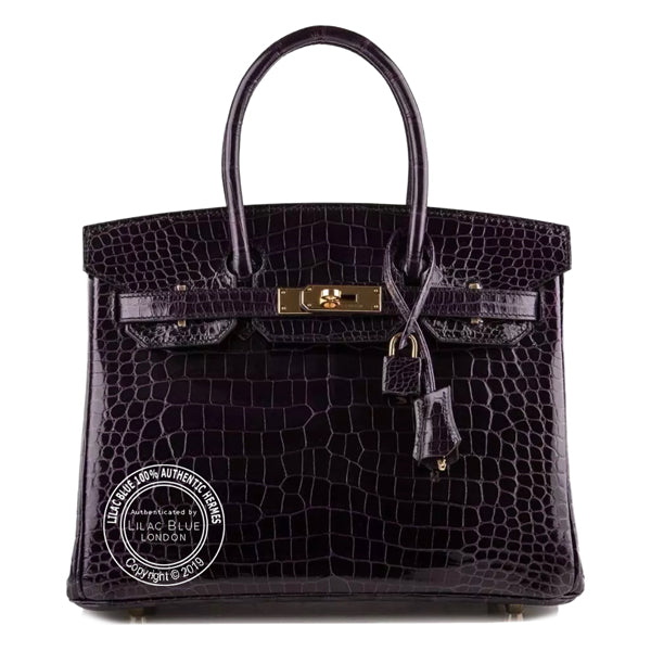Hermès Birkin 30cm Aubergine Shiny Croc GHW
