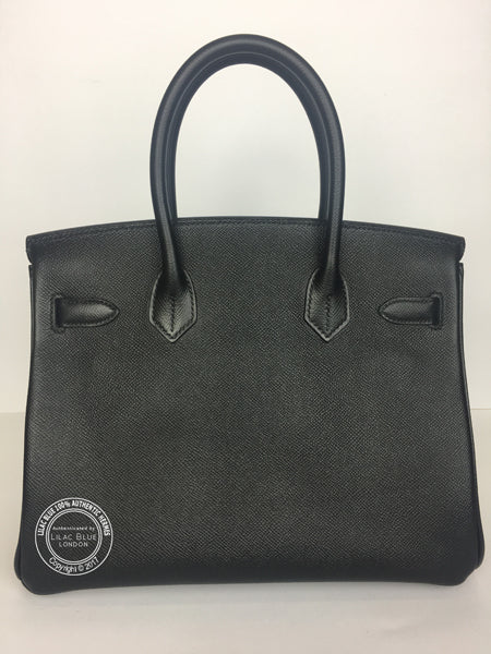 30cm Black Birkin. Epsom, Palladium