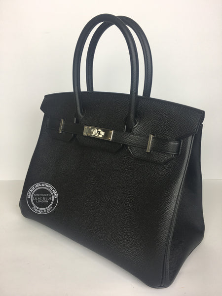 30cm Black Birkin. Epsom, Palladium