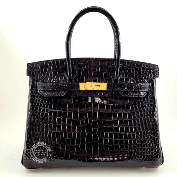 Hermès Birkin 30cm Black Shiny Croc GHW