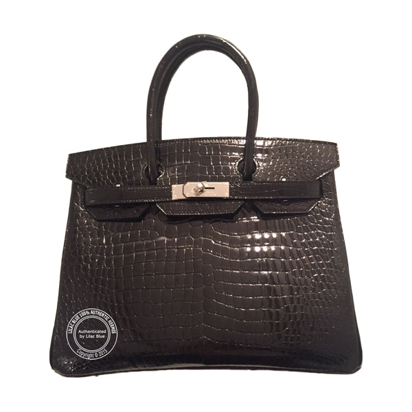Hermès Birkin 30cm Black Shiny Croc PHW