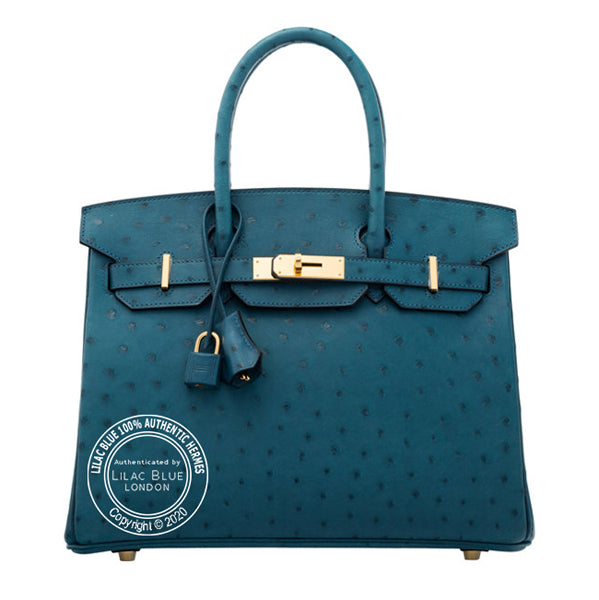 Hermès Birkin 30cm Bleu Colvert Ostrich GHW