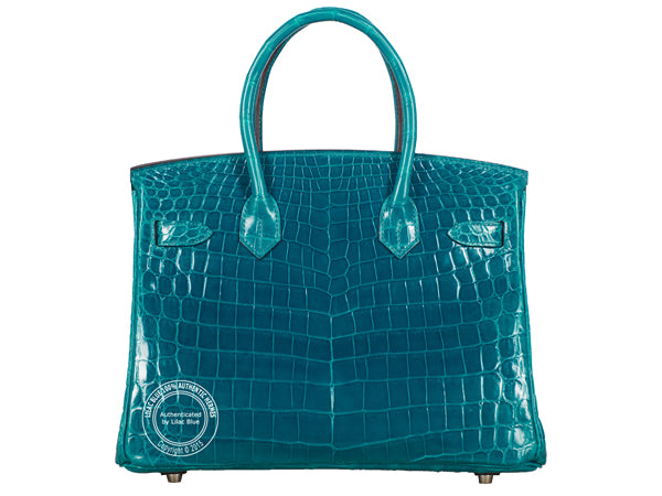 Hermès Birkin 30cm Bleu Izmir Shiny Croc PHW