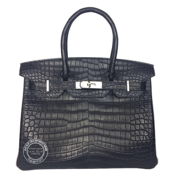Hermès Birkin 30cm Bleu Marine Matte Croc PHW