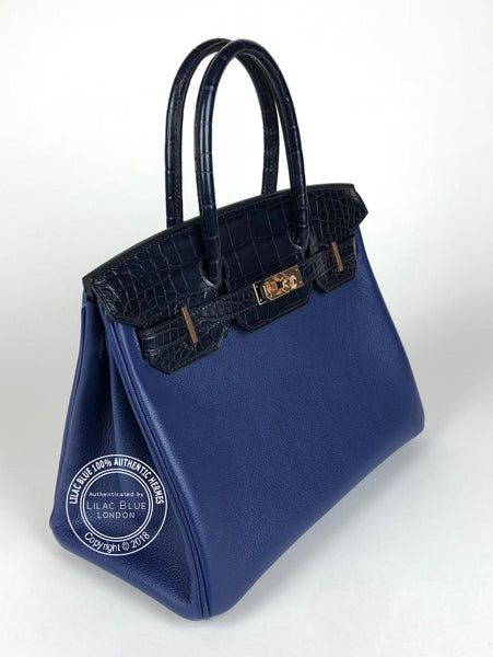 Hermès Birkin 30cm Bleu Saphir/Bleu Marine Touch Alligator/Novillo RGHW