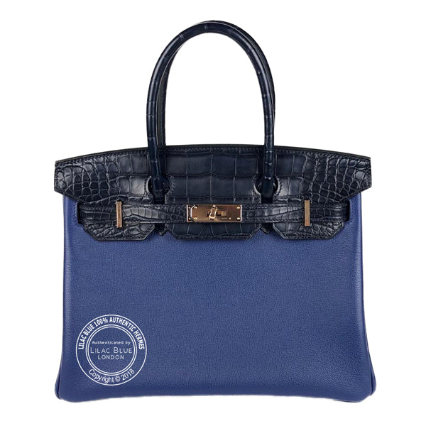 Hermès Birkin 30cm Bleu Saphir/Bleu Marine Touch Alligator/Novillo RGHW
