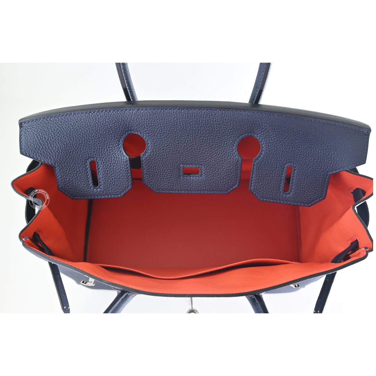 Hermès Birkin 30cm Bleu Nuit/Orange Poppy Verso Togo PHW