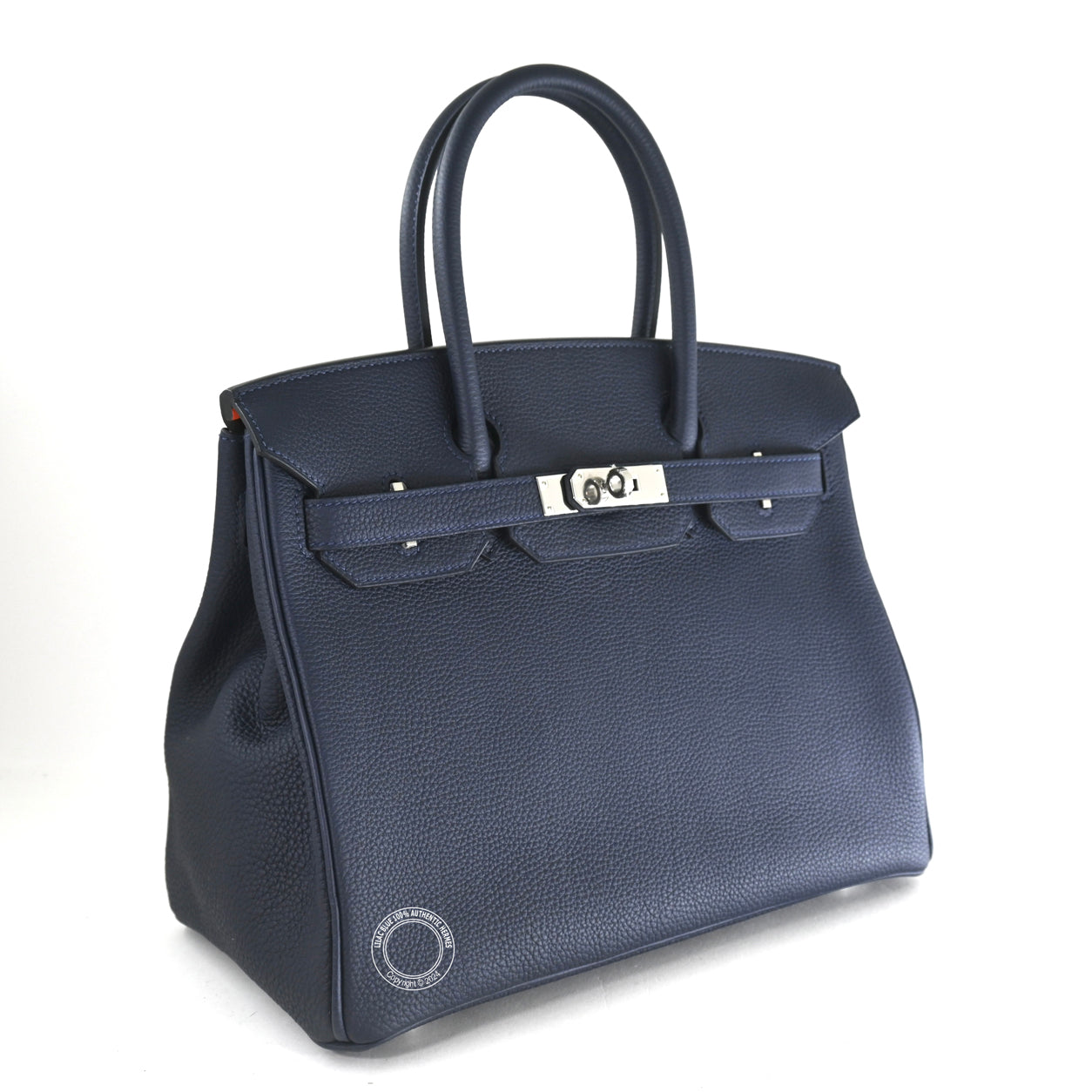 Hermès Birkin 30cm Bleu Nuit/Orange Poppy Verso Togo PHW