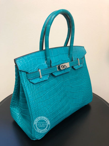 Hermès Birkin 30cm Bleu Paon Matte Alligator PHW