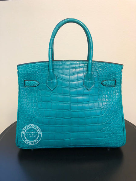 Hermès Birkin 30cm Bleu Paon Matte Alligator PHW