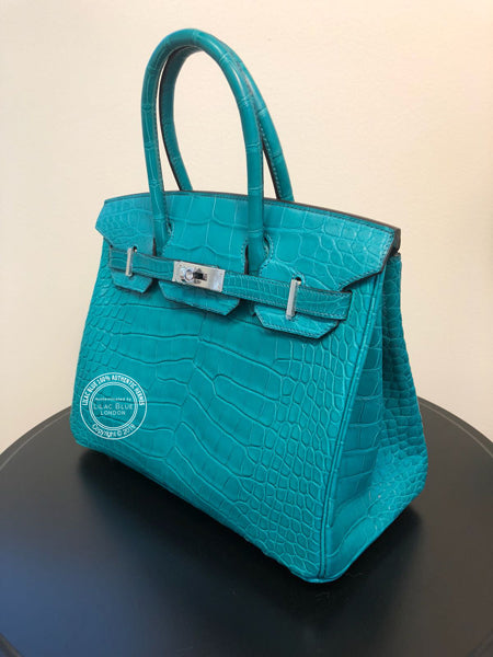 Hermès Birkin 30cm Bleu Paon Matte Alligator PHW