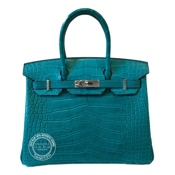 Hermès Birkin 30cm Bleu Paon Matte Alligator PHW