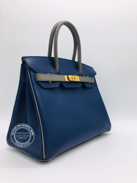 Hermès Birkin 30cm Bleu Saphir/Etain HSS Epsom Brushed Gold