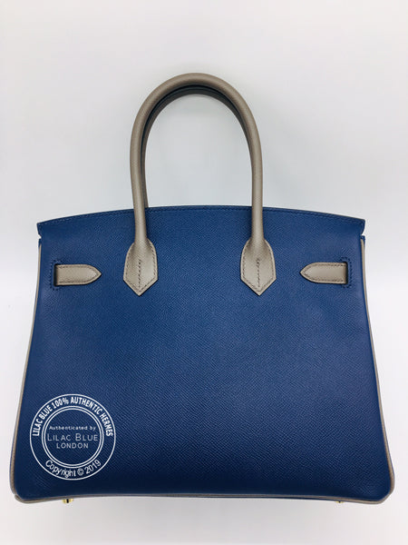 Hermès Birkin 30cm Bleu Saphir/Etain HSS Epsom Brushed Gold