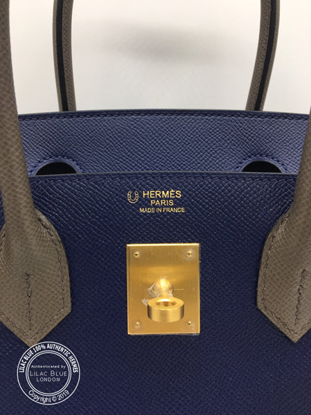 Hermès Birkin 30cm Bleu Saphir/Etain HSS Epsom Brushed Gold
