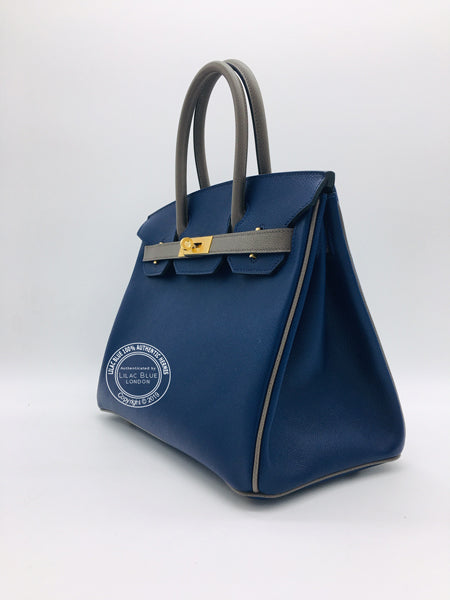 Hermès Birkin 30cm Bleu Saphir/Etain HSS Epsom Brushed Gold