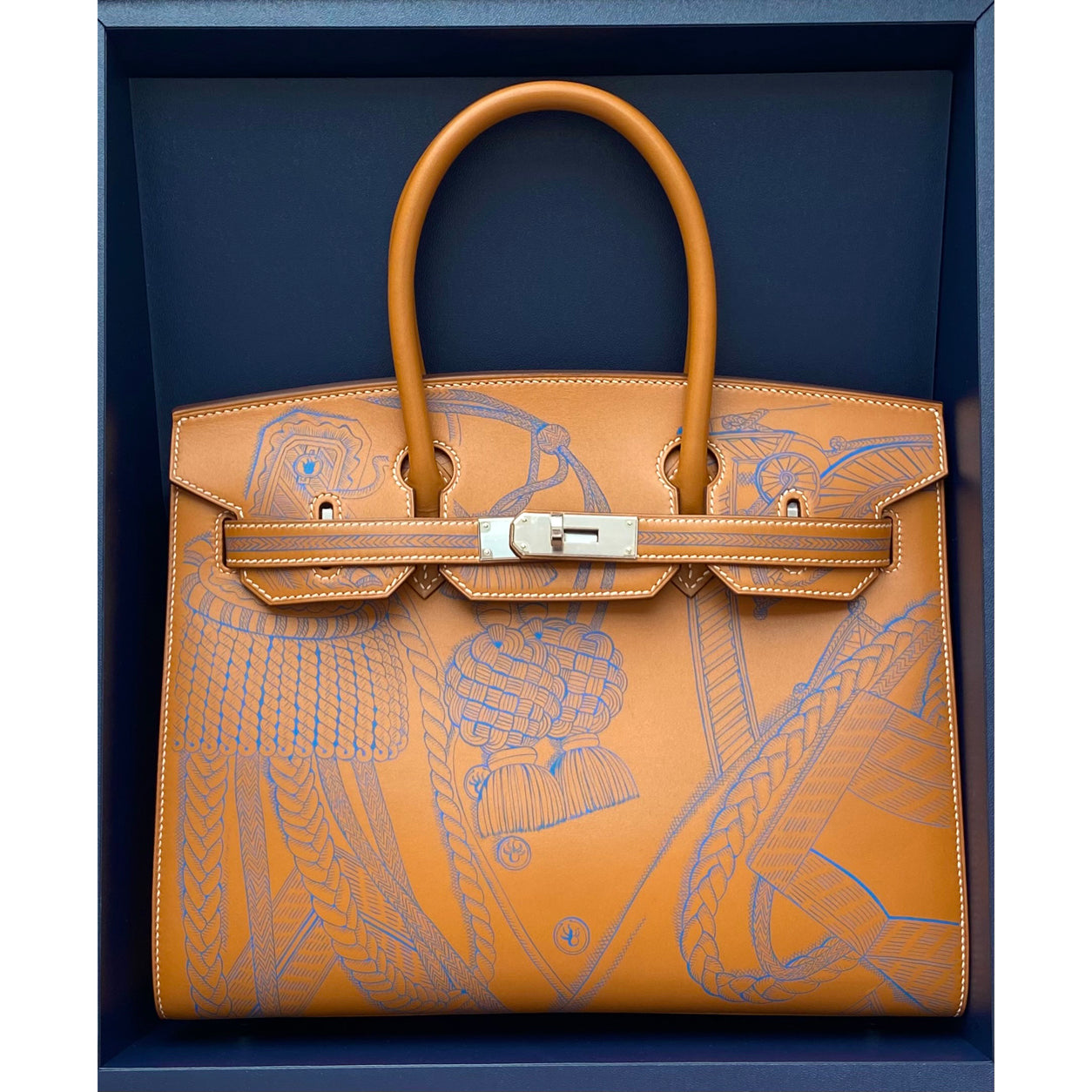 Hermès Birkin 30cm Bleu Zanzibar/Natural Sable Swift PHW Zouaves Limited Edition