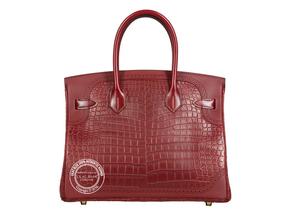 Hermès Birkin 30cm Bourgogne/Rouge H Ghillies Matte Croc GHW