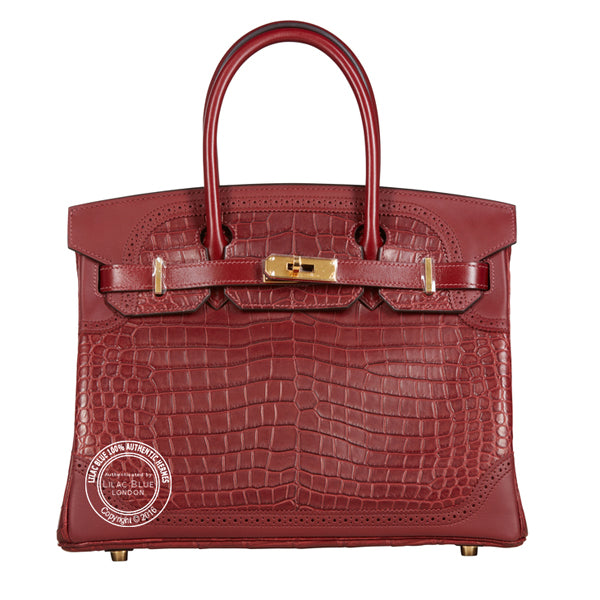 Hermès Birkin 30cm Bourgogne/Rouge H Ghillies Matte Croc GHW