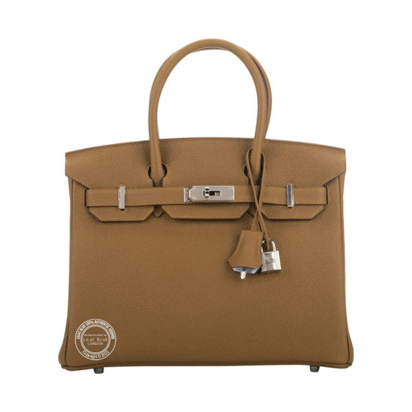 Hermès Birkin 30cm Bronze d'Ore/Bleu Brume Verso Togo PHW