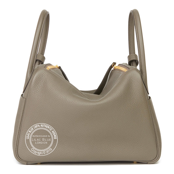 Hermès Lindy 30cm Etain Clemence GHW - Preloved