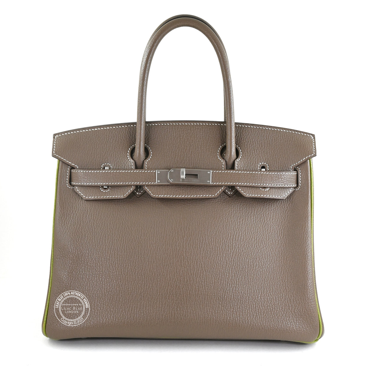 Hermes Birkin 30cm Etoupe/Vert Anis HSS Chevre BPHW - Preloved