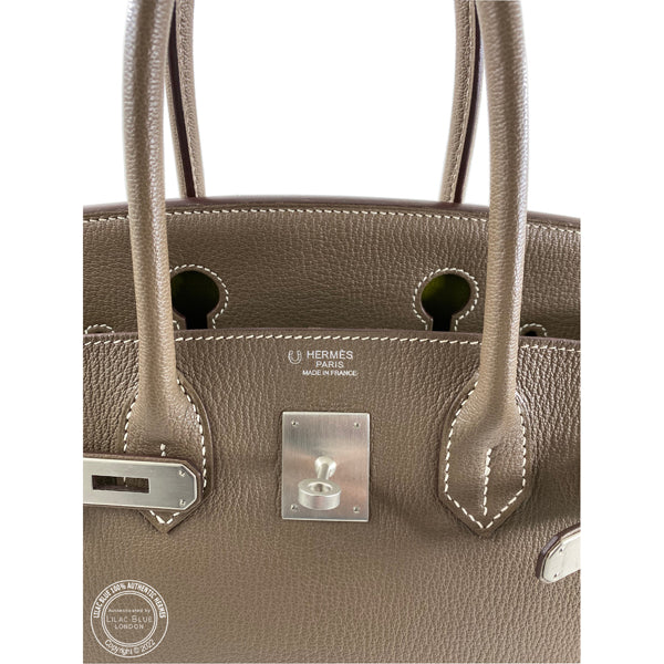 Hermes Birkin 30cm Etoupe/Vert Anis HSS Chevre BPHW - Preloved