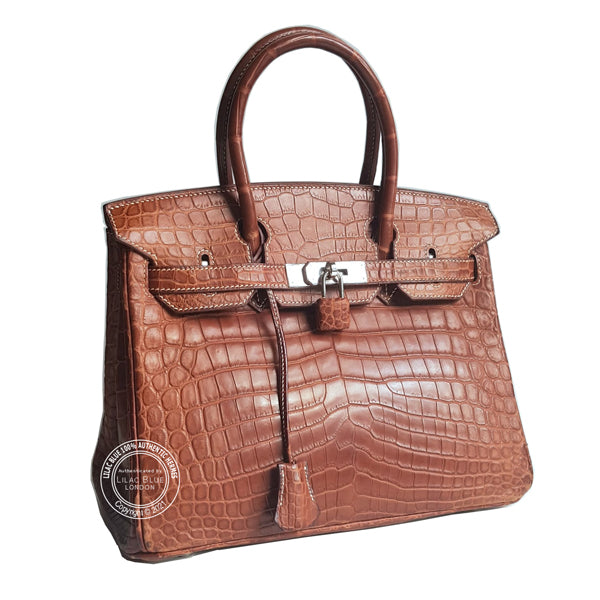 Hermès Birkin 30cm Fauve Matte Croc PHW - Preloved