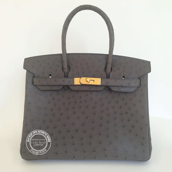 Hermes Birkin 30cm Graphite Ostrich GHW