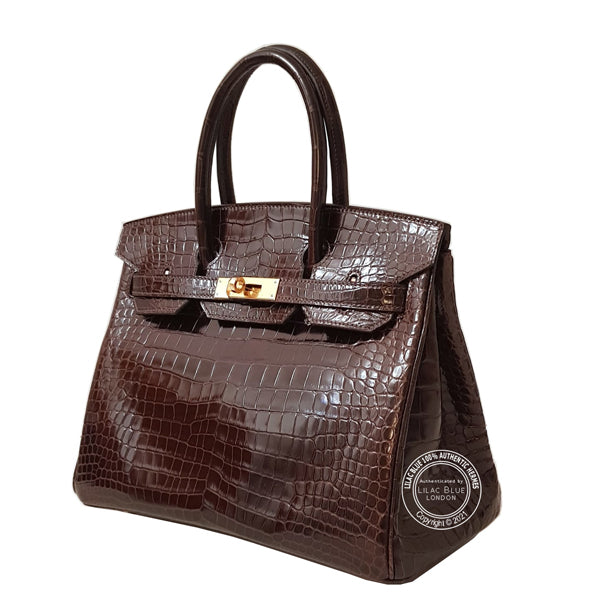 Hermès Birkin 30cm Havane Shiny Croc GHW