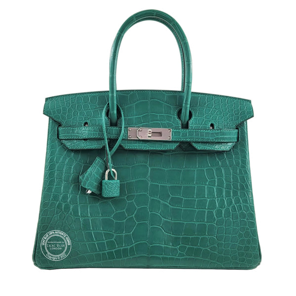 Hermès Birkin 30cm Malachite Matte Alligator PHW