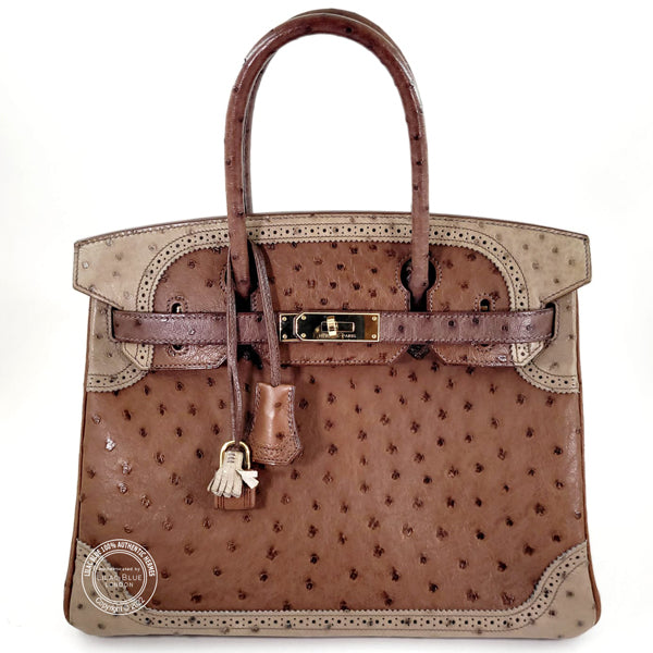 Hermes Birkin 30cm Tri Colour Ghillies Ostrich PBHW - Preloved