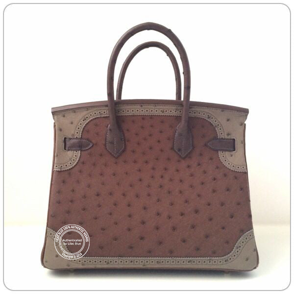 Hermes Birkin 30cm Tri Colour Ghillies Ostrich Permabrass