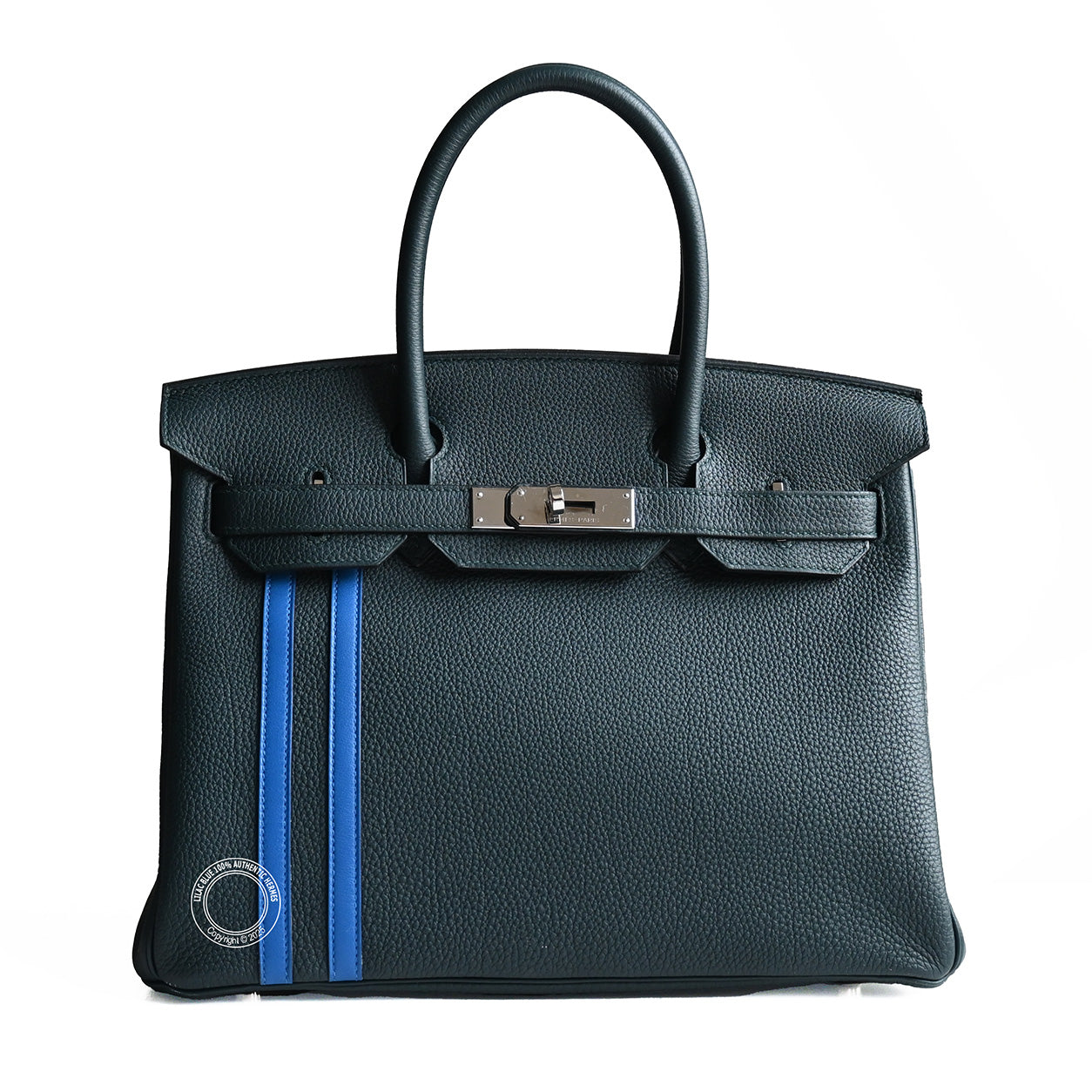 Hermès Birkin 30cm Vert Cypress/Bleu Zellige Officier Togo/Swift PHW - Preloved