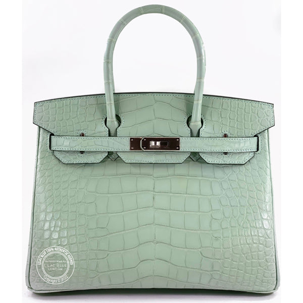 Hermès Birkin 30cm Vert d'Eau Matte Alligator PHW