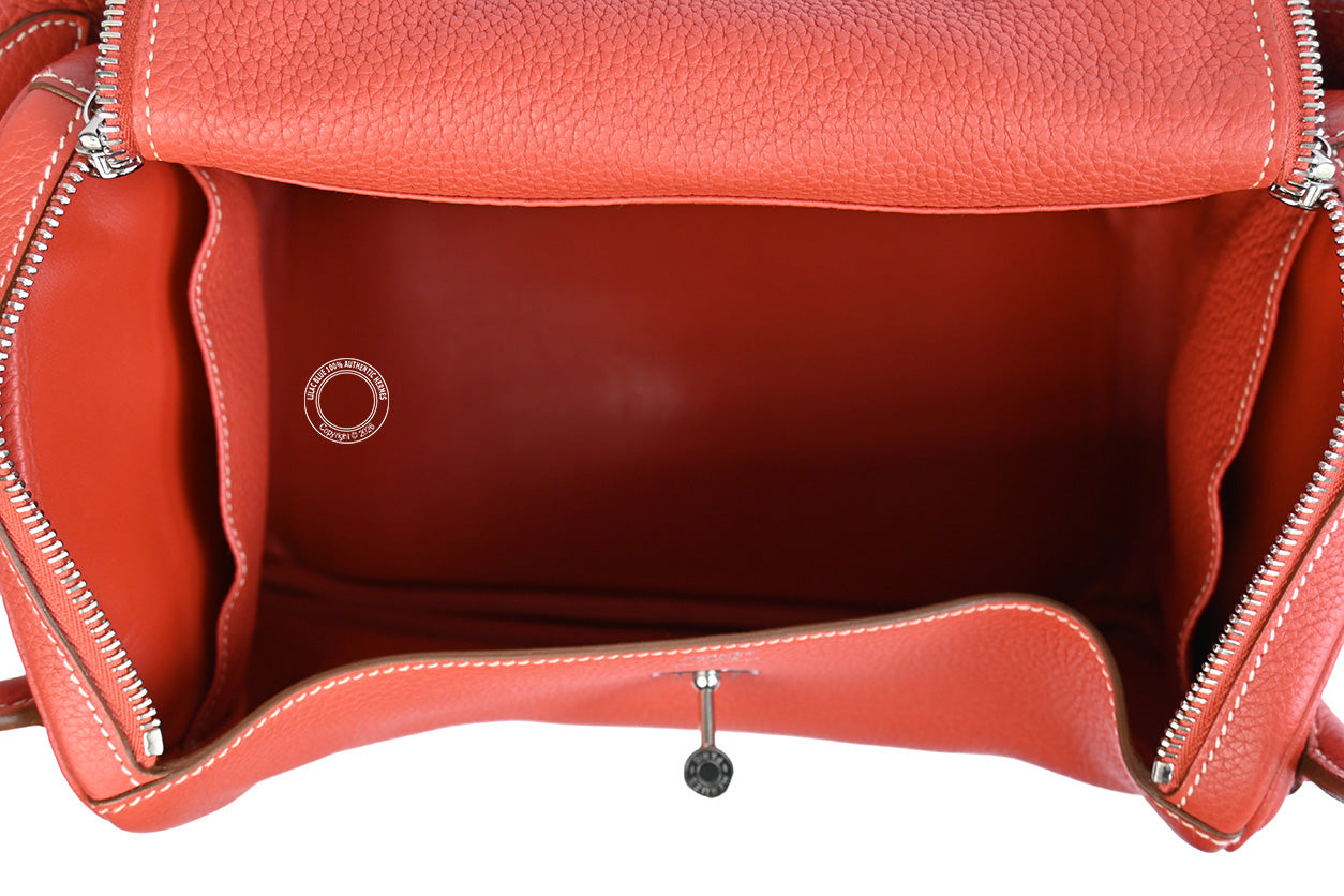 Hermès Lindy 30cm Sanguine Clemence PHW - Preloved